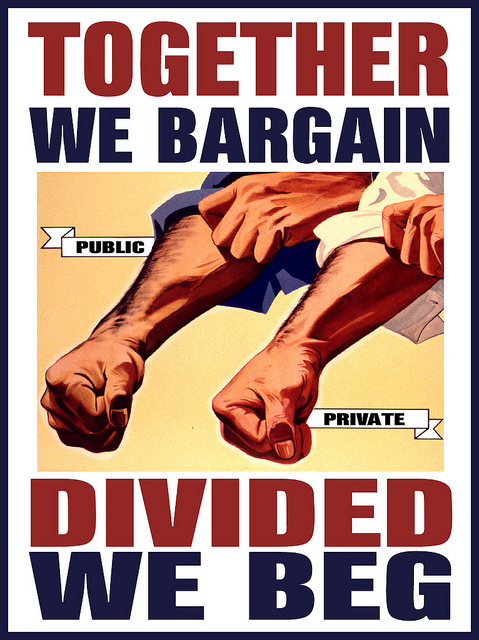 A labor union poster claiming