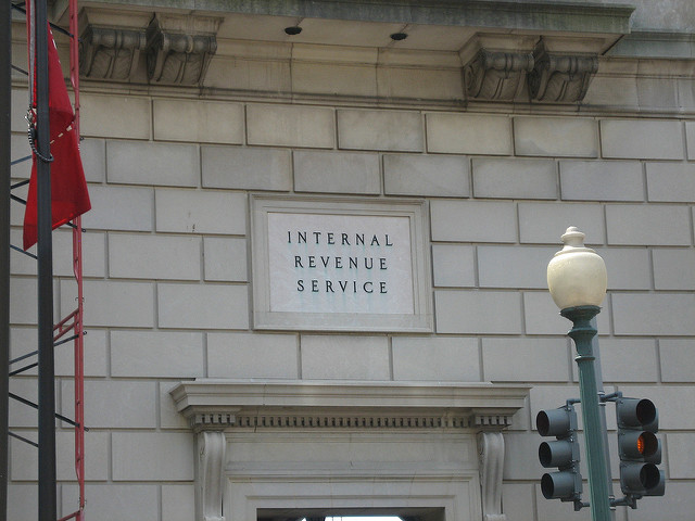 An outside shot of the IRS building