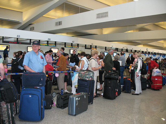 ATL Delta's baggage check. Today it is very packed, pre-9/11 it was not nearly this extensive