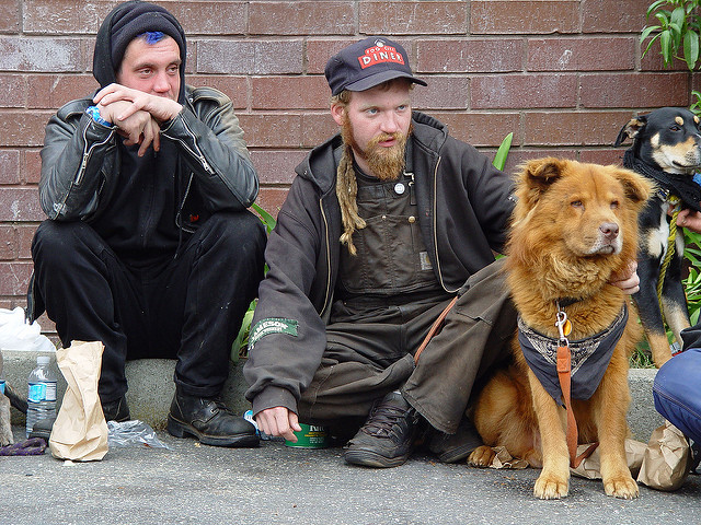 Homeless guys with dogs