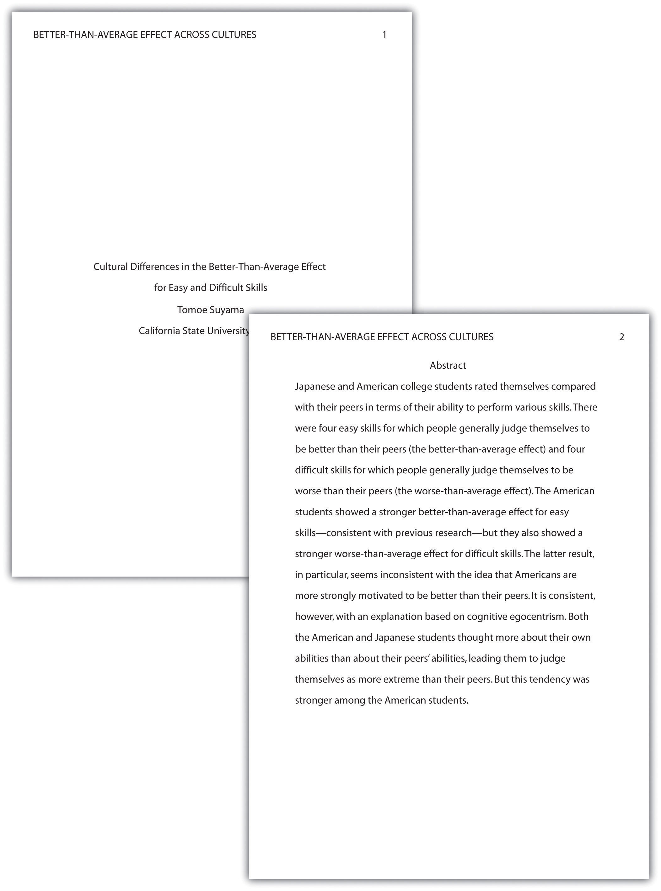 cover page for apa style research paper