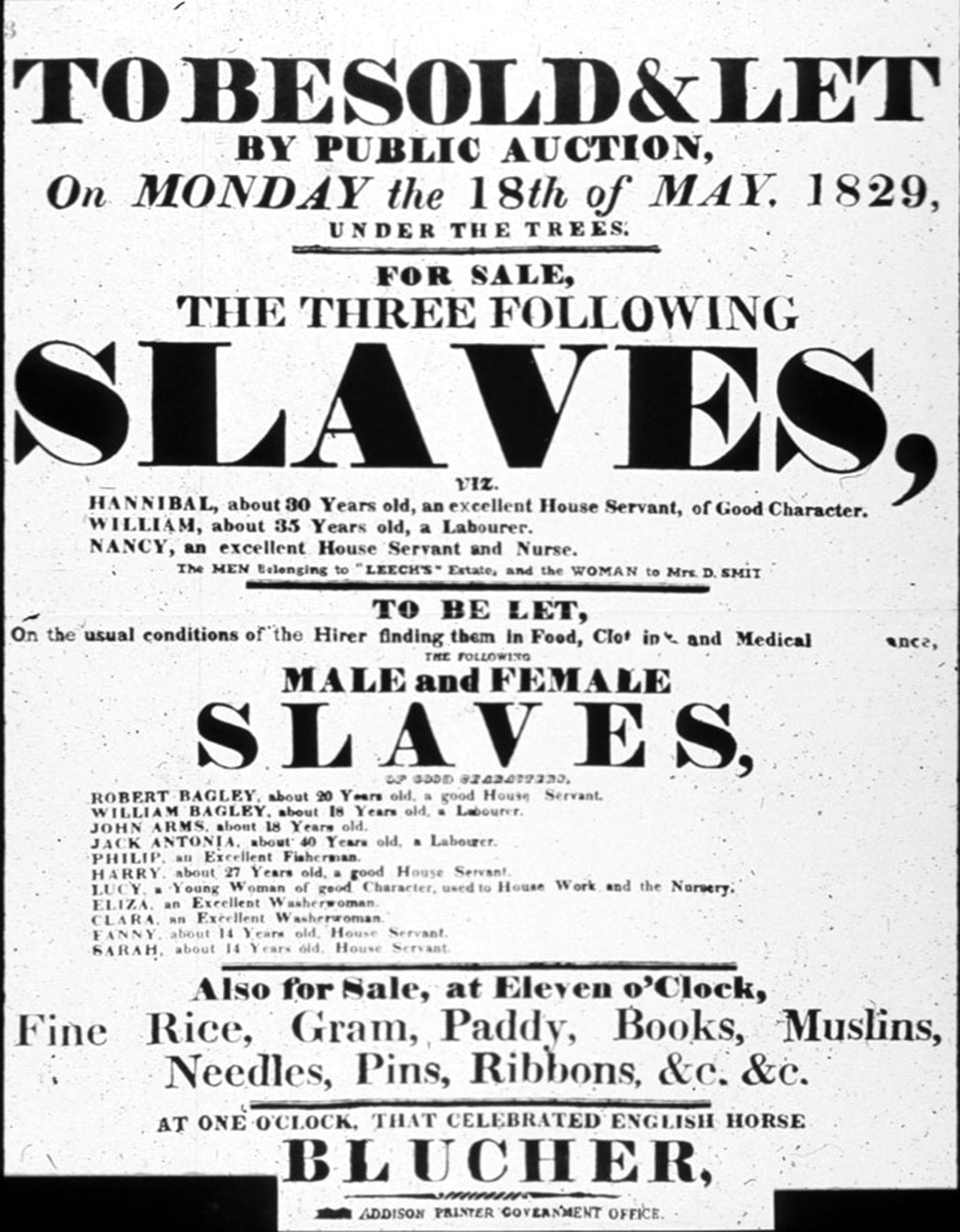 A flyer for buying slaves