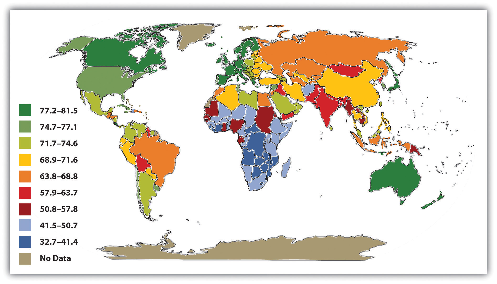 Average Life Expectancy Across the Globe (Years)