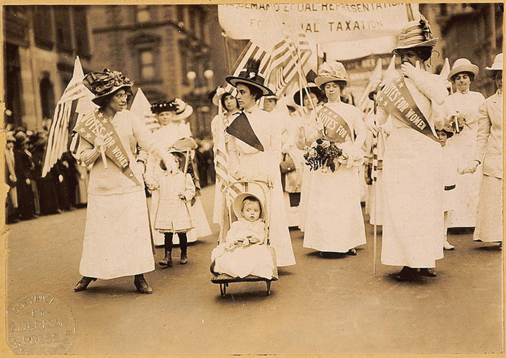 A parade in support for a woman's right to vote