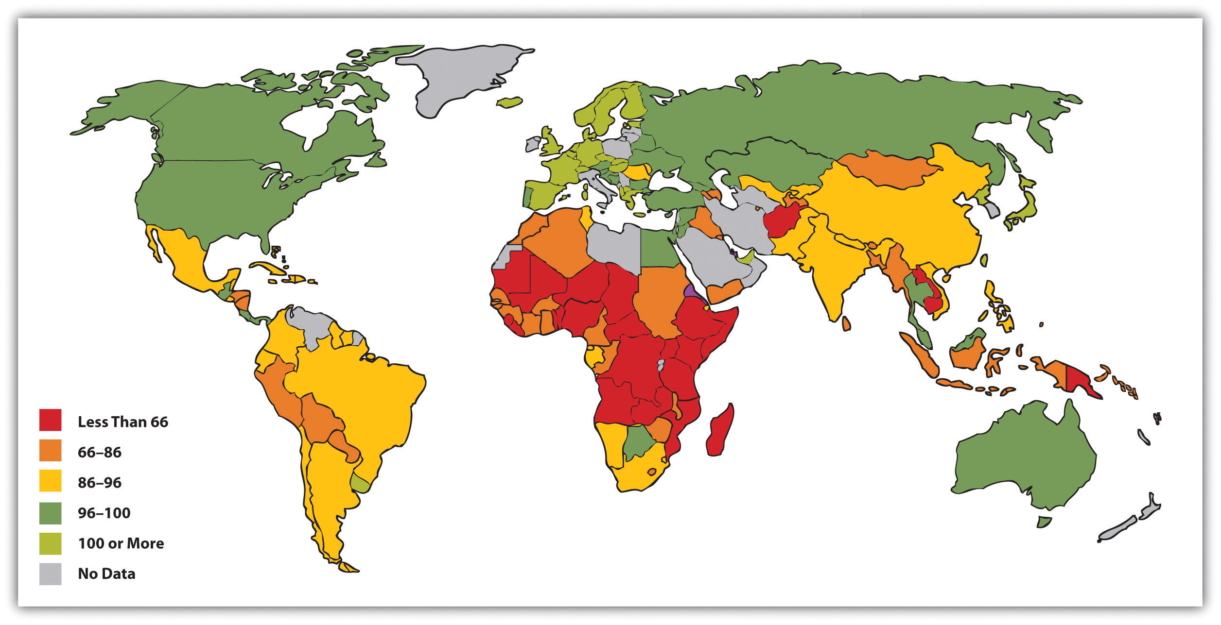 Percentage of Population with access to adequate sanitation facilities, 2008
