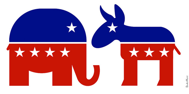 Republican Elephant and Democratic Donkey Icons