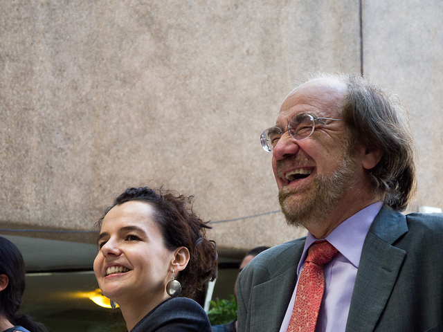 Two sociologists laughing together