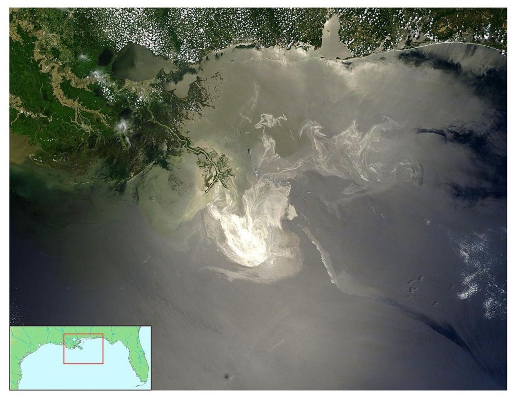 Satellite image of an oil slick