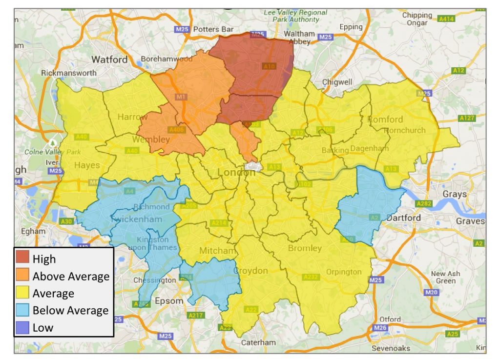 Burglaries by borough