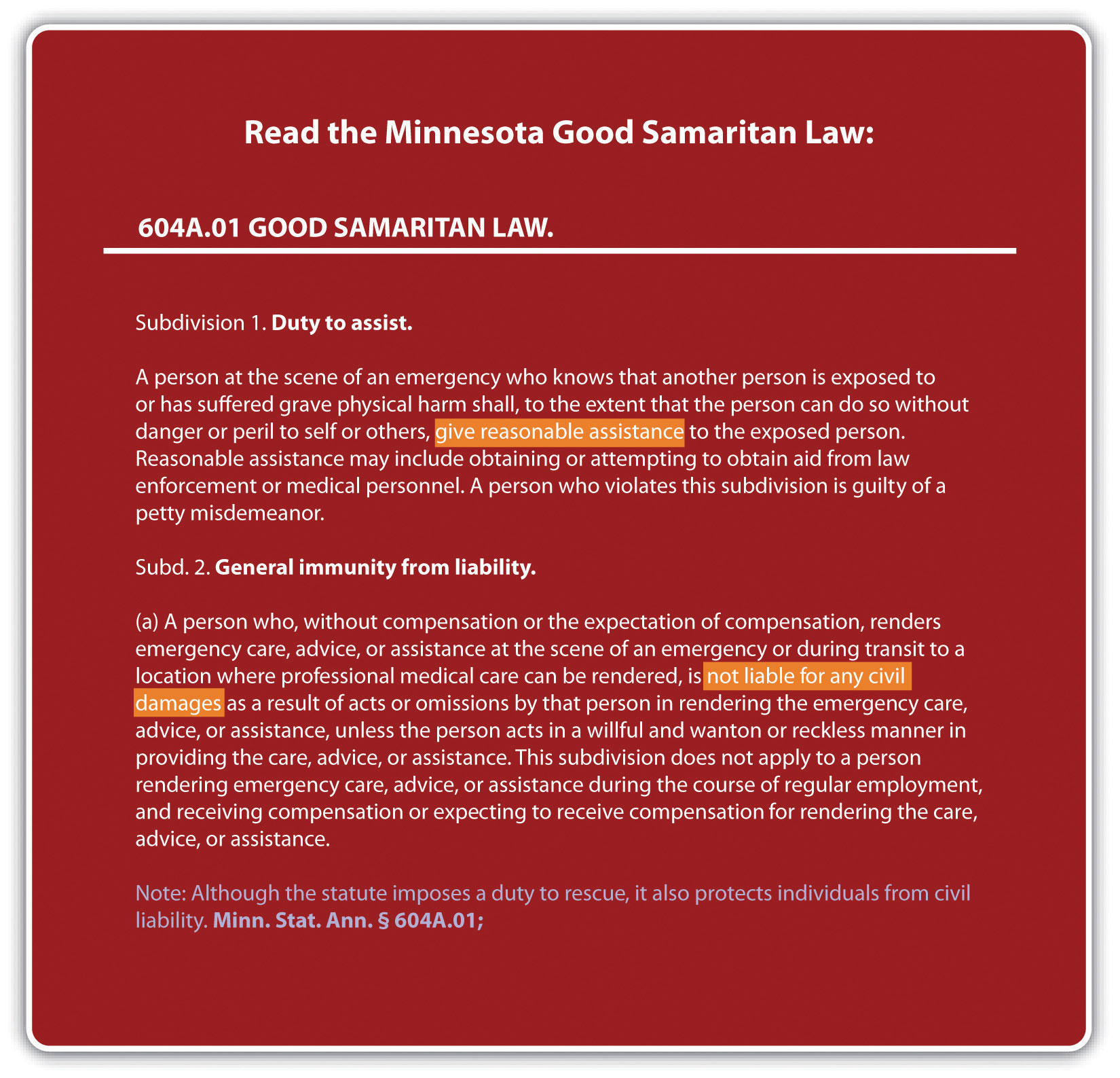 Minnesota Good Samaritan Law
