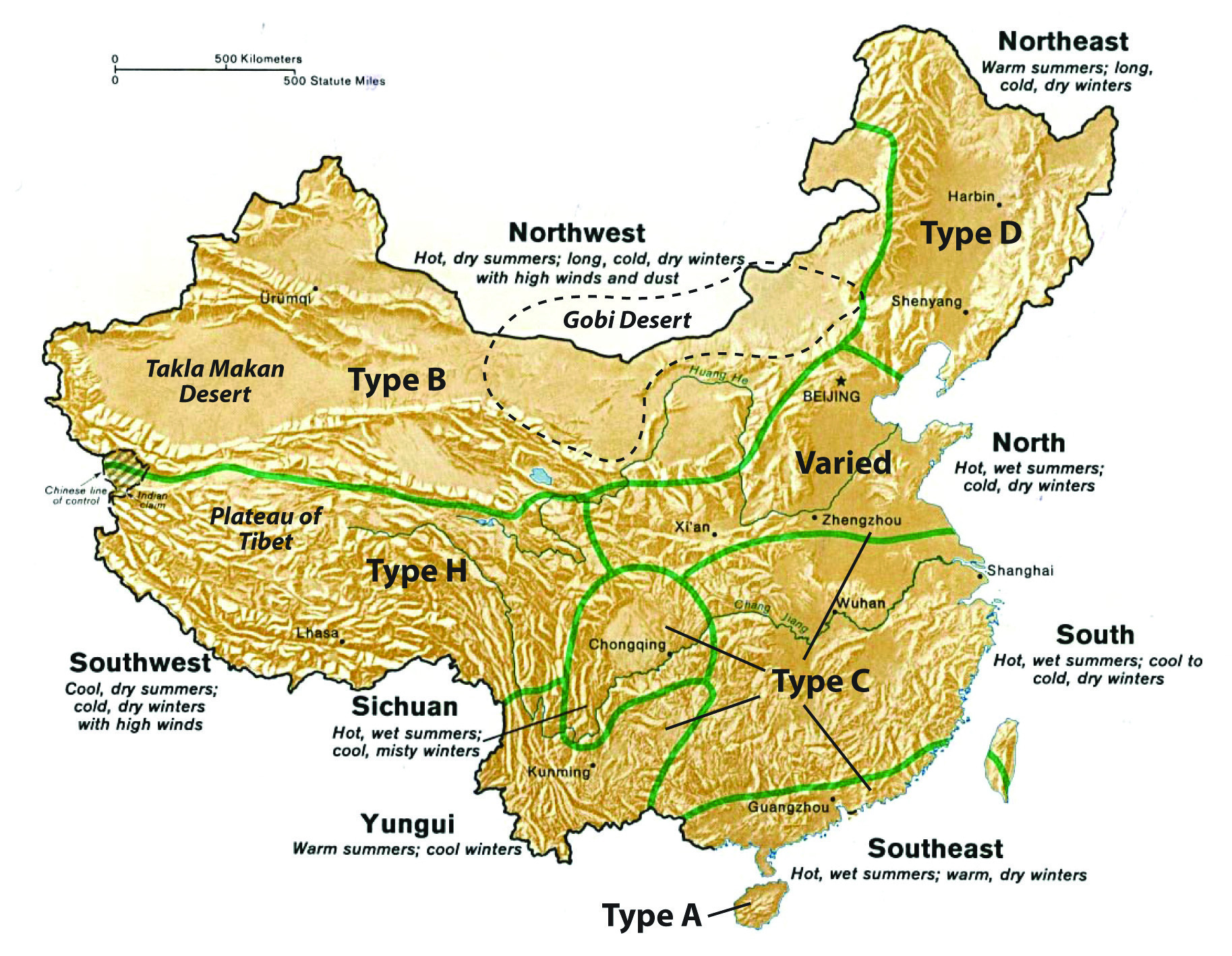 east asia landforms map