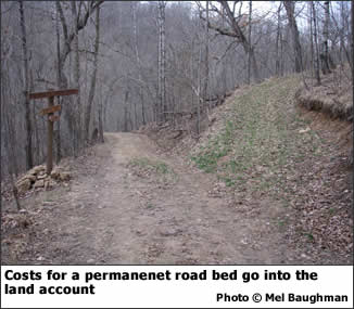 Costs for a permanent road bed go into the land account