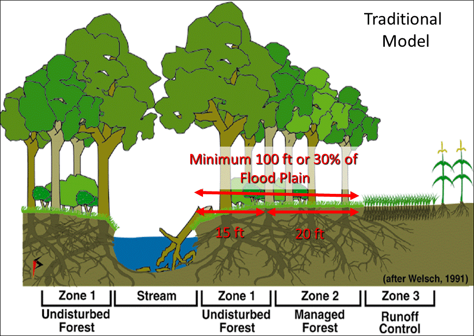 Traditional Riparian Forest Buffers design.
