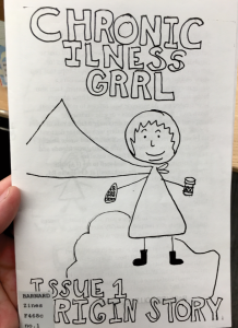 Zine cover with hand drawn super hero on cover