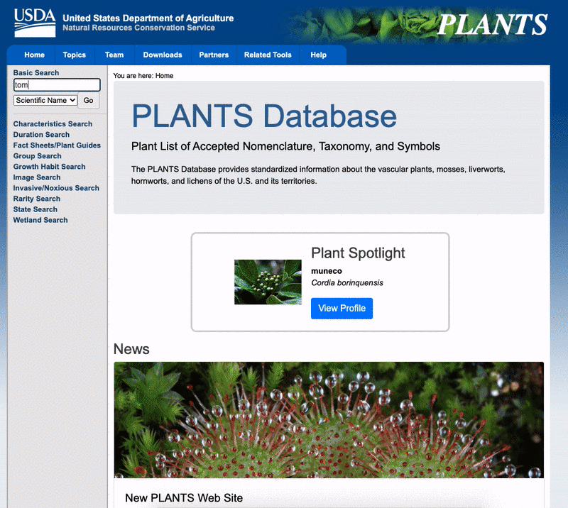 Animation navigating usda plants website