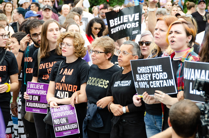 Women protesting the Supreme Court nomination of Brett Kavanaugh