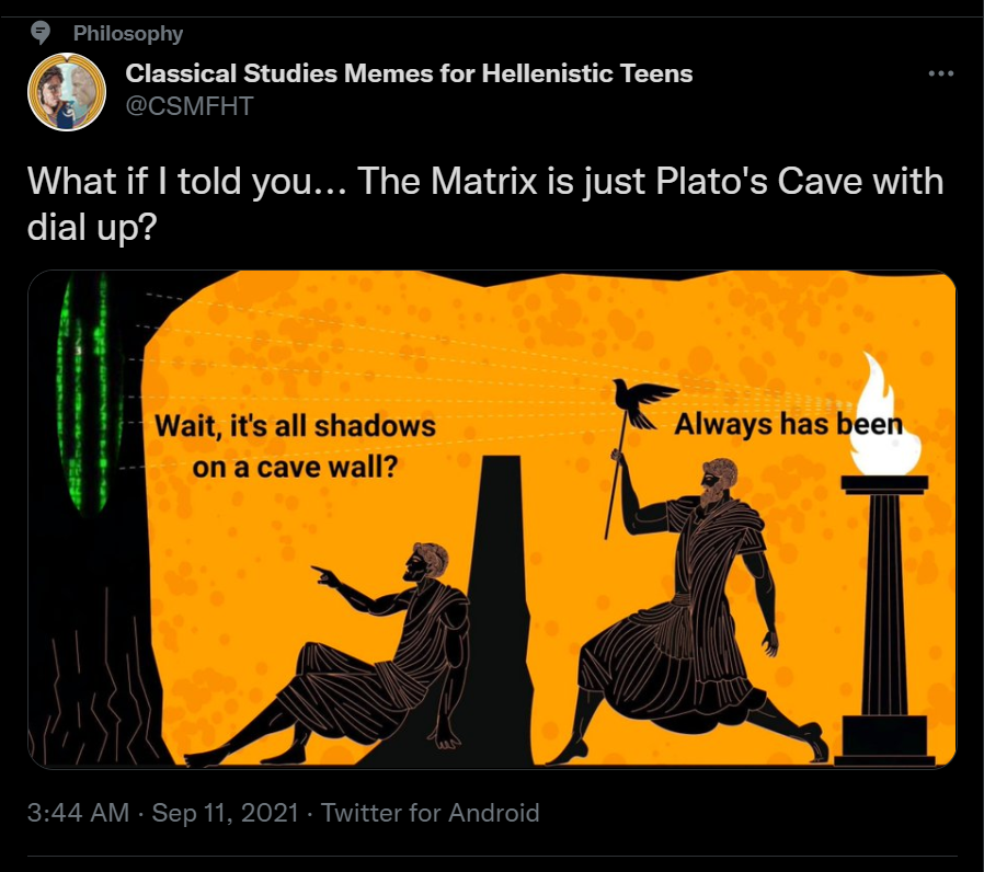twitter screenshot of classical studies meme