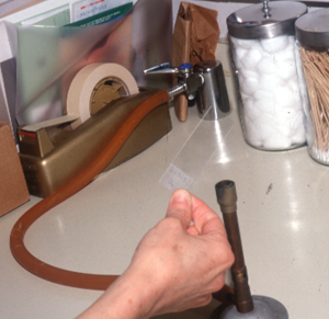 glass slide being heat fixed