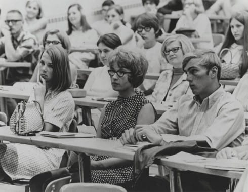 Black and white image of students in a classroom, 1969-1970.