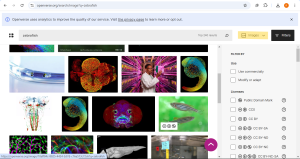 Screenshot of Opensource webpage searching zebrafish.