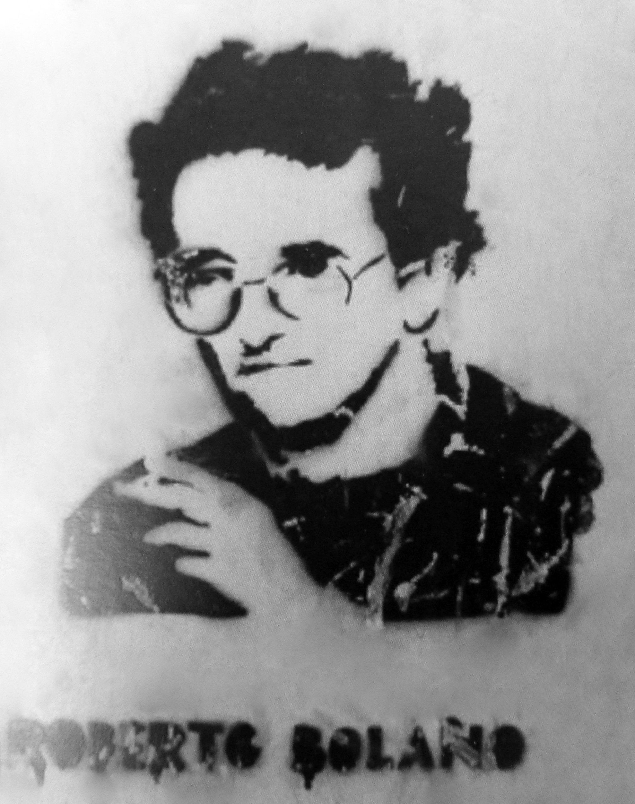 Esténcil de Roberto Bolaño en Barcelona en 2012