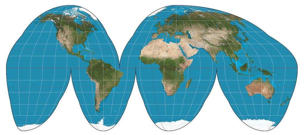 Goode homolosine projection of the world