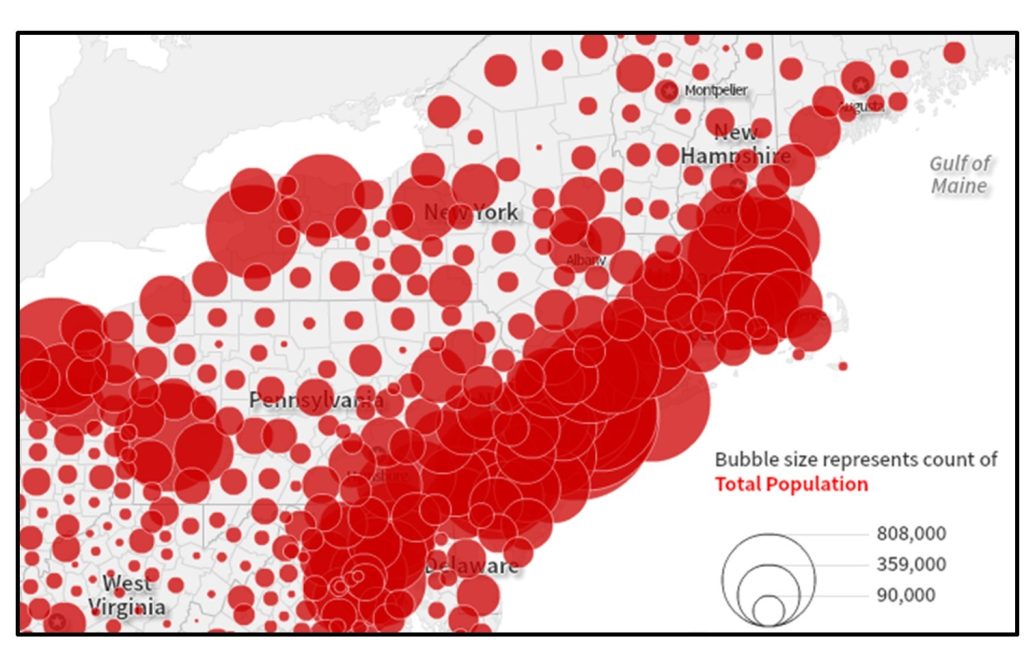 Proportional symbol map