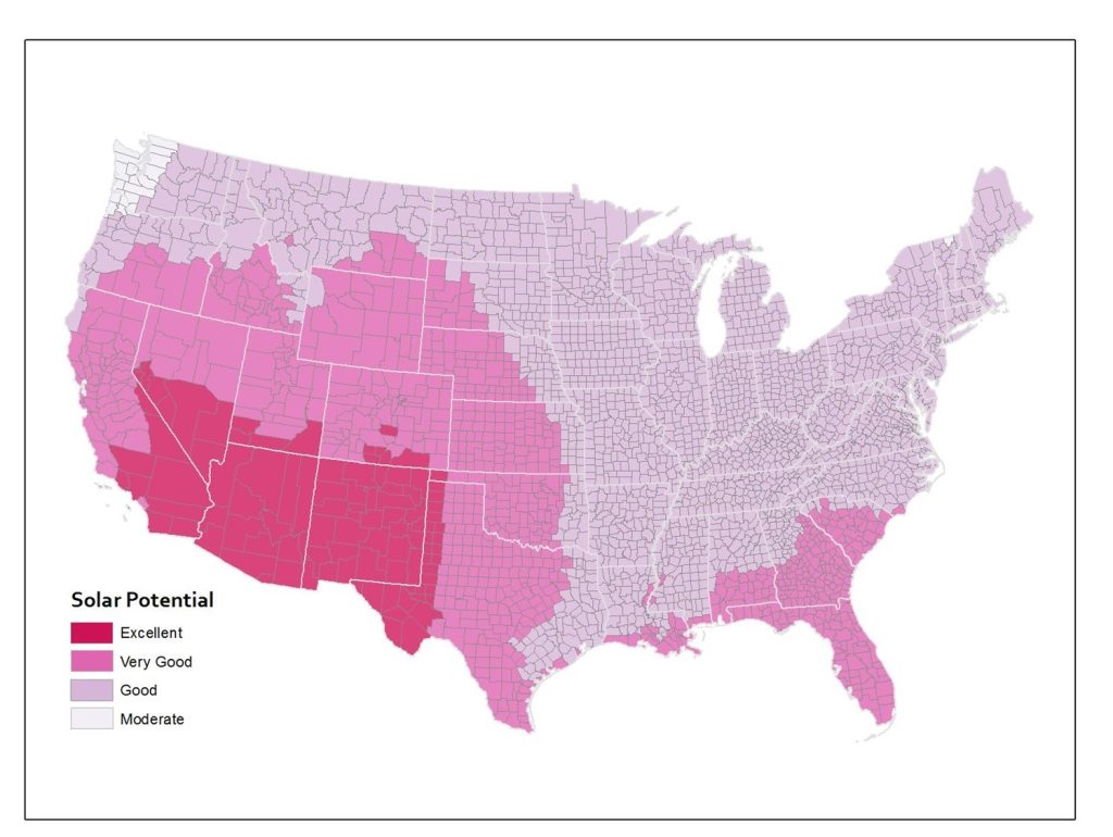 Solar potential by county