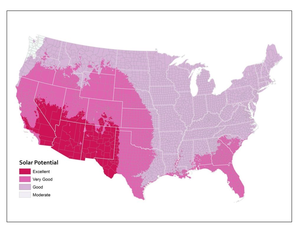 Solar potential by grid cell