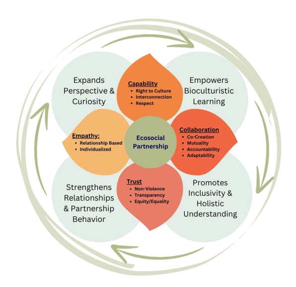 Infographic showing multiple aspects of ecosocial partnerships.