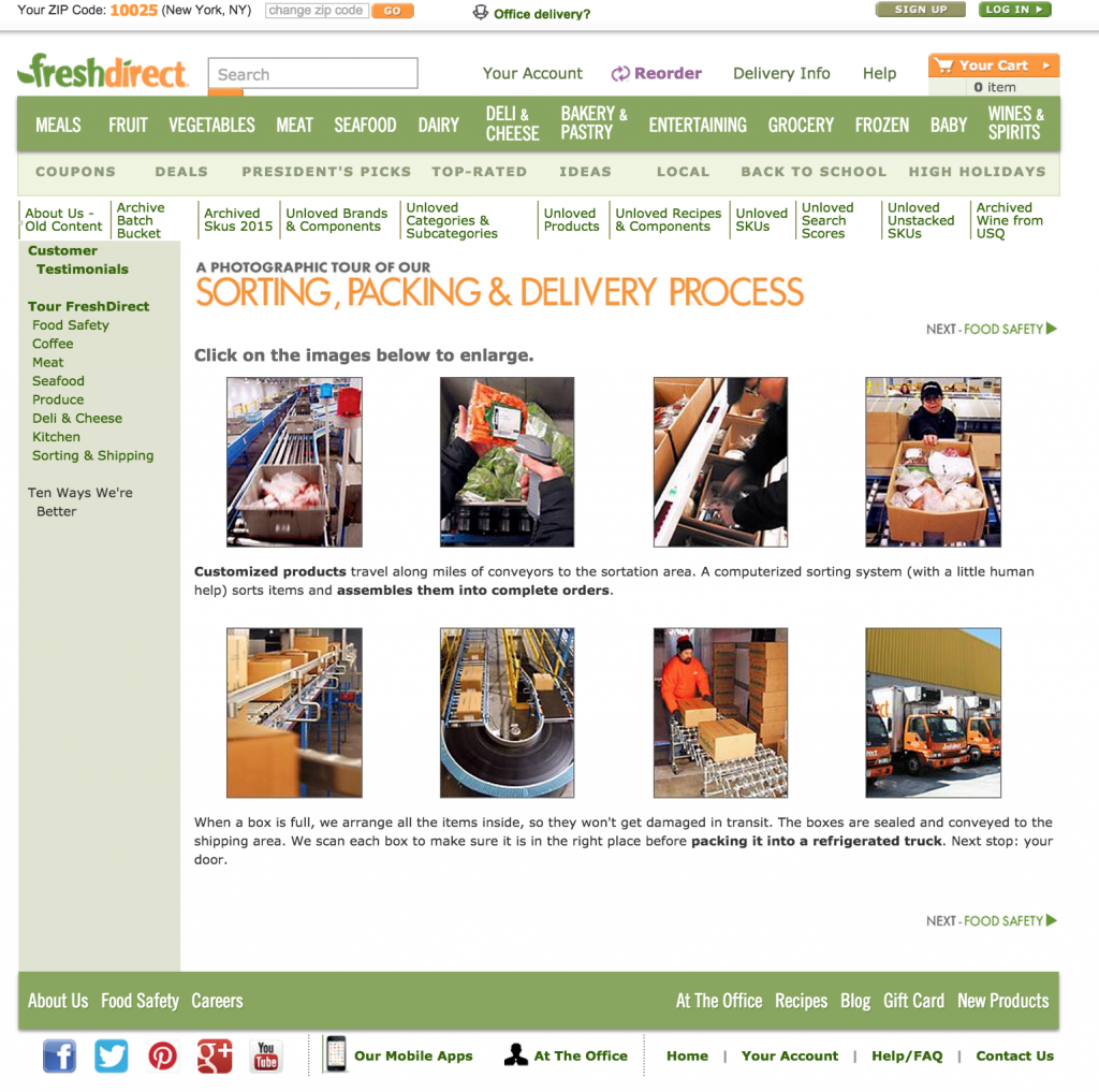 The FreshDirect Web Site screenshot