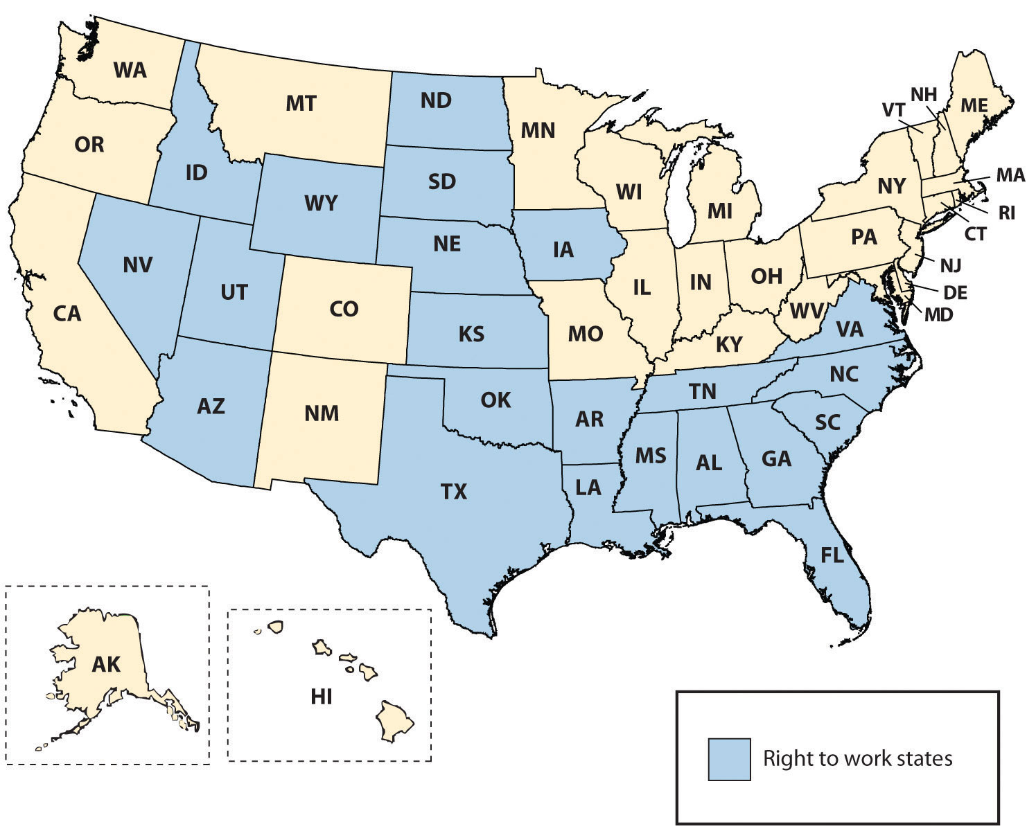 Map of Right-to-Work States