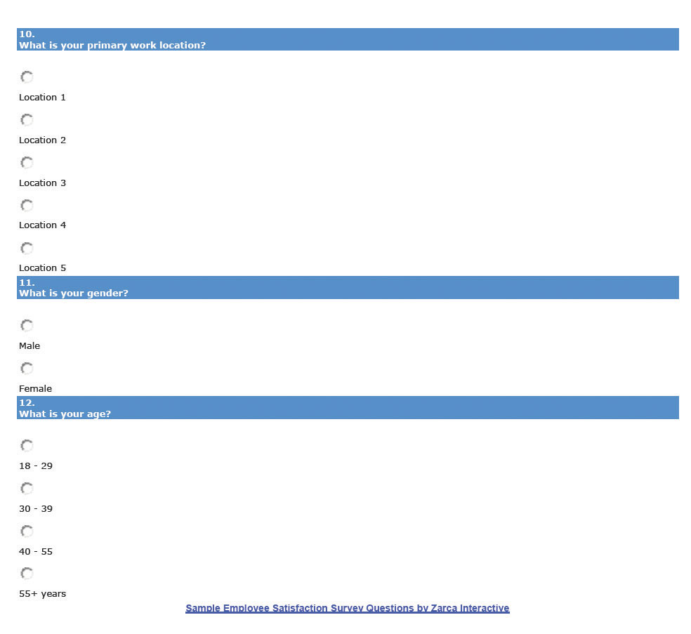 continued sample employee satisfaction survey